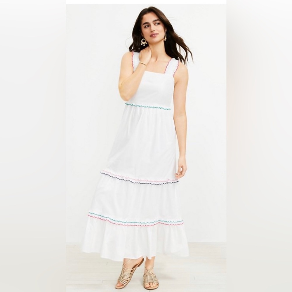 Loft rainbow ruffle maxi dress Size XS